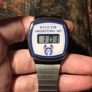 VTG B.P.O.E. 738 Hagerstown MD Digital Watch Stainless Expansion Band Works